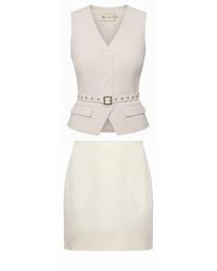 ALINA CERNĂTESCU - Neutrals Asiri Ivory Vest And Mini Skirt Matching Set - Lyst