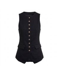 Modenaire - Longline Vest Structured Button Front - Lyst