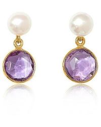 Pearls of the Orient Online - Nova Amethyst & Cultured Freshwater Pearl Drop Earrings - Lyst