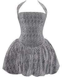 Miss Circle New York - Naomie Crystal Embellished Bubble Hem Halter Mini Dress - Lyst