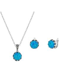 Spero London - High Quality Round Opal Sterling Earring & Necklace Set - Lyst