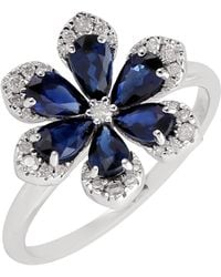 Artisan - Pear Sapphire & Diamond Floral Ring - Lyst