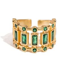 Ebru Jewelry - Radiant Majesty Emerald Adjustable Cuff Ring - Lyst