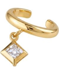 LINYA JEWELLERY - Triangle Stone Dangling Cartilage & Plated Earring, Geometric Ear Cuff - Lyst