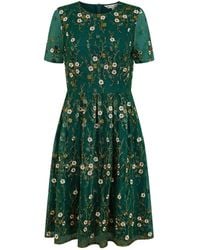 Yumi' - Embroidered Floral Skater Dress - Lyst