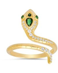 Kylie Harper - Emerald & Diamond Cz Snake Ring - Lyst