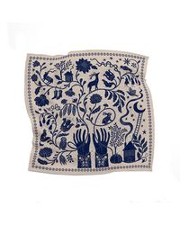 Silk&Soul - Neutrals Folk Motif Silk Scarf - Lyst