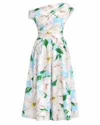 Girl In Mind - Betty Asymmetric Floral Print Midi Dress Sky - Lyst