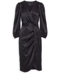 concept A trois - Limited Edition Wrap Dress With Puff Sleeves - Lyst
