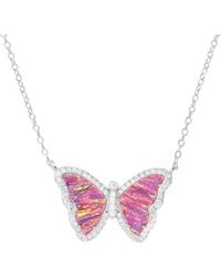KAMARIA - Opal Butterfly Necklace With Stripes - Lyst