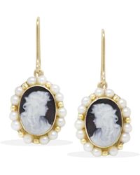 Vintouch Italy - Little Lovelies-Plated Cameo Pearly Earrings - Lyst