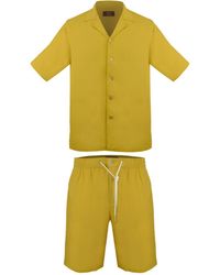 DAVID WEJ - Kingston Linen Blend Shirt And Short Set - Lyst