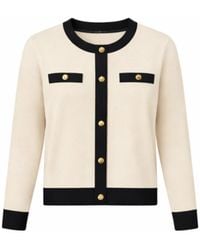 Nuvv Collection - Elegant Contrast-Detail Button-Front Cardigan - Lyst
