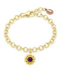 Unaloe - Vermeil Flower Charm Bracelet With Amethyst – Elegant Fashion Jewelry - Lyst