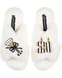 Laines London - Classic Laines Slippers With Stripe 21St Birthday & Glass Of Champagne Brooches - Lyst