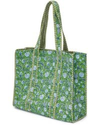 At Last - Cotton Tote Bag In With White & Blue Flower - Lyst