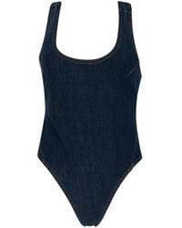Circular Path - Scoop Neck Criss Cross Bodysuit Top-Swimsuit - Lyst