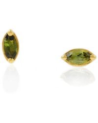 Lee Renee - Green Tourmaline Leaf Stud Earrings Gold - Lyst