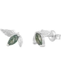 Azura Jewelry New York - Verdant Moss Agate Stud Earrings Vermeil - Lyst