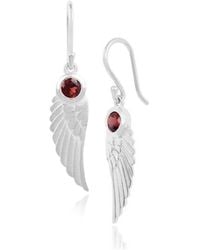 Moon London - Angel Wing Garnet Sterling Earrings - Lyst