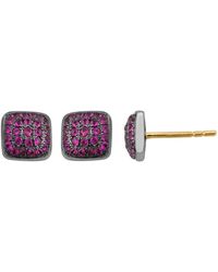 Artisan - Natural Ruby Stud Earrings 18k Yellow Gold 925 Sterling Silver - Lyst