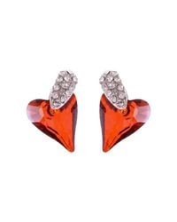 Modenaire - Dangle Crystal Heart Earrings With Rhinestone Accent - Lyst