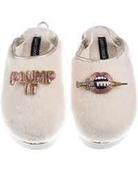 Laines London - Neutrals Flatform Cloud Closed Toe Slippers With Plump It Brooches - Lyst