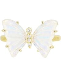 KAMARIA - Moonstone Butterfly Ring With Diamonds - Lyst