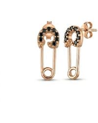 Spero London - Rose Sterling Jewelled Mini Safety Pin Stud Earrings - Lyst