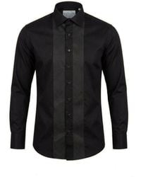 Ron Tomson - Lurex Paneled Spread Collar Tux Shirt - Lyst