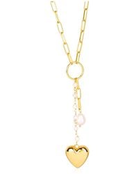 Lila Rasa - Paperclip Pearl & Heart Drop Necklace - Lyst