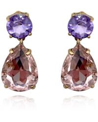 Michael Nash Jewelry - Marina Large Pear-Faceted Rose And Light Amethyst Crystal Drop Earrings - Lyst