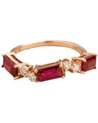 Juvetti - Rose Forma Ring With Ruby And Diamond Set - Lyst