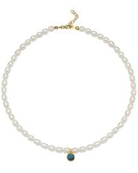 LINYA JEWELLERY - Cosmic Big Pearl Zodiac Necklace Birthtone - Lyst
