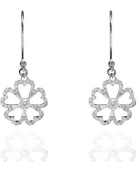 Kaizarin - Twin Dangly Flowers Diamond Earrings - Lyst