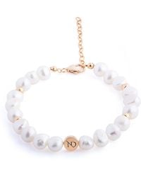 N'damus London - Nacre & Ivory Baroque Pearl Bracelet With Button - Lyst
