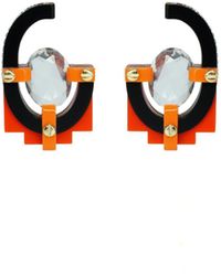 Gissa Bicalho - Handmade Acrylic Earring With Oval Cut Stone - Lyst