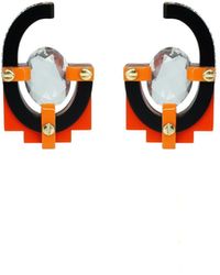 Gissa Bicalho - Handmade Acrylic Earring With Oval Cut Stone Orange - Lyst