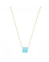 Smart Glass Jewelry - Recycled Gin Bottle Cube Necklace Fill Aqua - Lyst