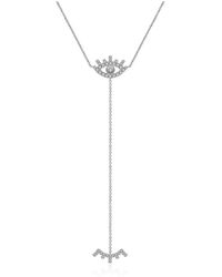 Genevieve Collection - 18K Evil Eye Diamond Dangle Necklace - Lyst