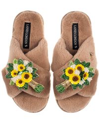 Laines London - Neutrals Classic Laines Slippers With Bouquet Brooches - Lyst