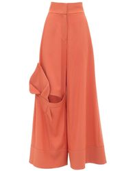 Julia Allert - Wide Flared Trousers With Calla Flower Orange-coral - Lyst