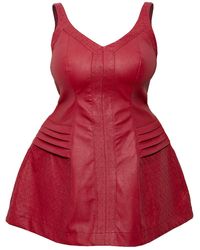 Maison Bogomil - Christine Leather Mini-dress With A V - Lyst