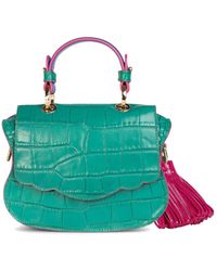 Audrey Micro: Green/Pink Croc-Embossed Designer Crossbody Bag – Thale Blanc