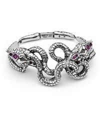 Unaloe - Sterling Double Snake Bracelet With Natural Rubies – Italian Serpent Jewelry, Luxury Statement Bracelet For - Lyst