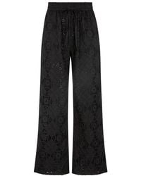 Raffya - Opal Broderie Anglaise Wide Leg Trouser - Lyst