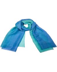 Saachi - Linen Ombré Aqua Scarf - Lyst