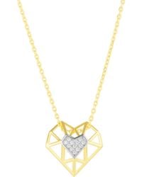 Spero London - Geometric Heart Necklace Sterling - Lyst
