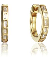 Lily & Roo - Diamond Style Baguette Medium Hoop Earrings - Lyst
