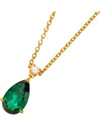 Juvetti - Ori Large Pendant Necklace Emerald & Diamond - Lyst